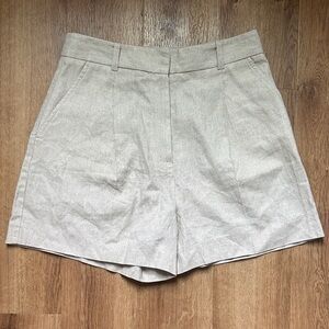 Zara Cream Beige Women's Linen Blend Shorts Size Medium